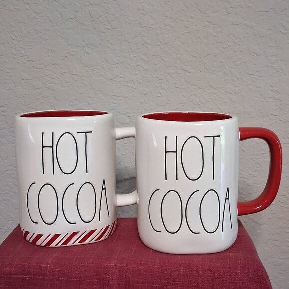 Rae Dunn Set of 2 Ceramic "Hot Cocoa" Holiday Mugs - Picture 1 of 16